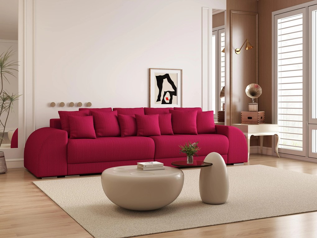 Canapea extensibilă dumonde cu 2 lăzi de depozitare si sezut confortabil din spuma high-density, Verona Zoom Red 310x100 cm