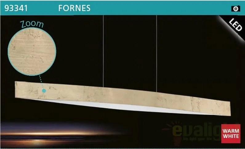 Lustra, Pendul modern L-97cm, finisaj auriu/alb, LED Fornes 93341 EL