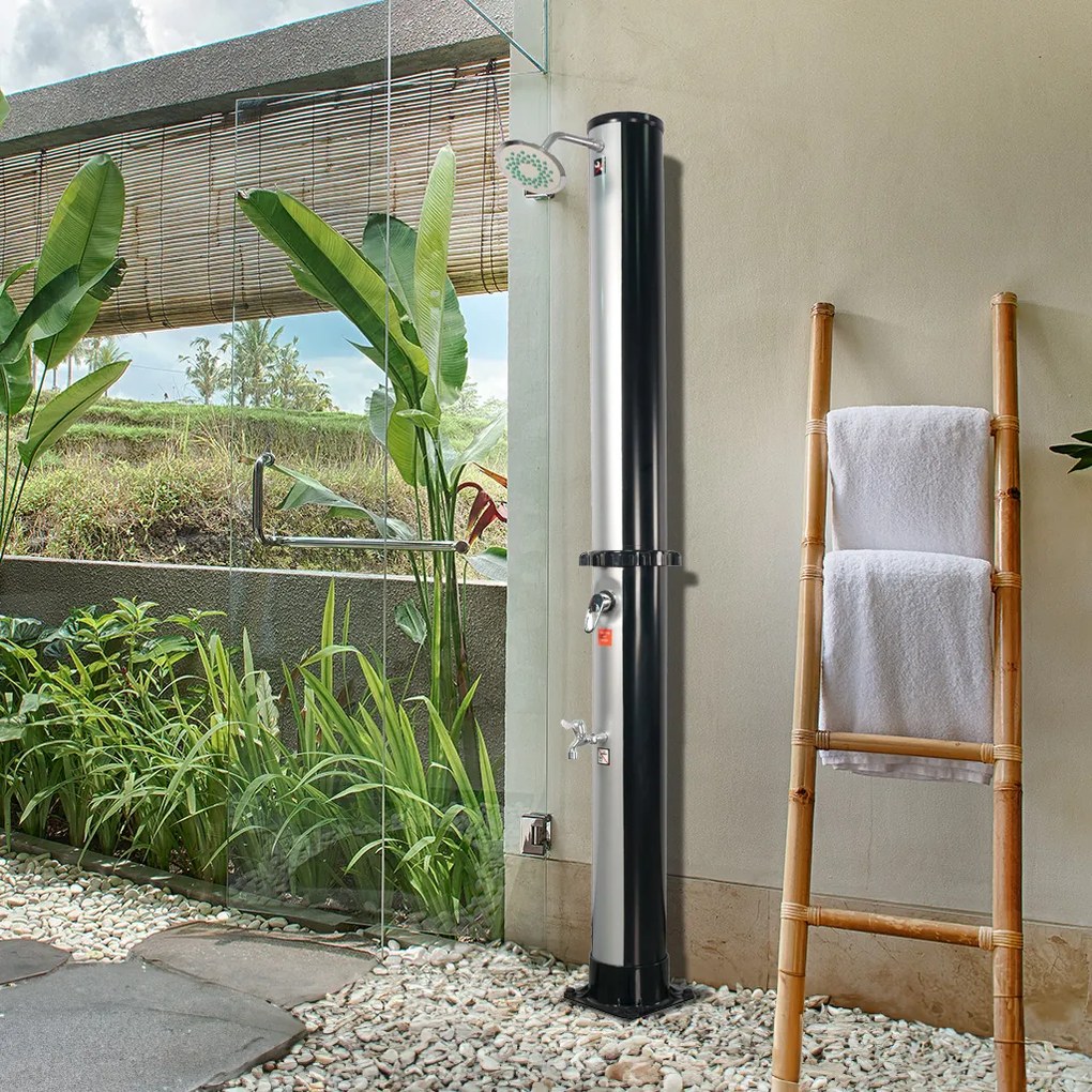 Duș solar KARIBIK, 35 l, argintiu/negru Jurhan