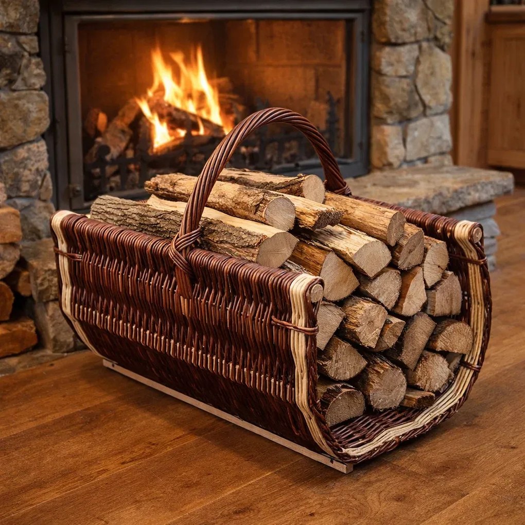 Set 2 cosuri pentru lemne din rachita ,   60x39x31 cm si 50x30x26 cm