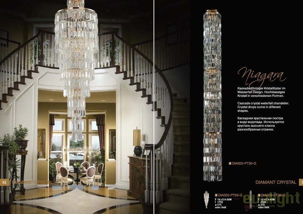 Candelabru elegant cu cristal casa scarii Niagara MYDIA003-PT50-G