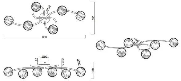 Lustră aplicată WIRE 6xG9/28W/230V Reality