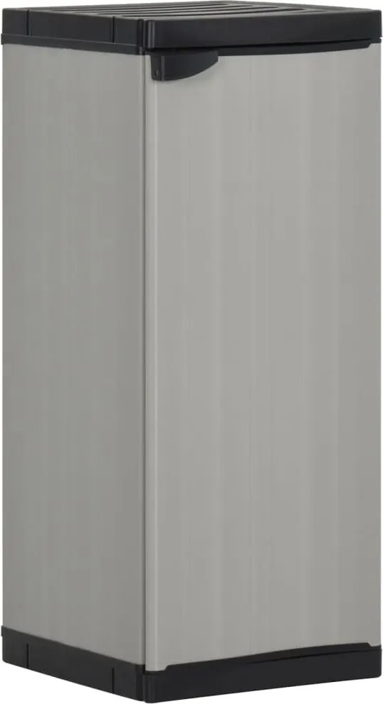 vidaXL Dulap de depozitare grădină, cu 1 raft, gri/negru, 35x40x85 cm