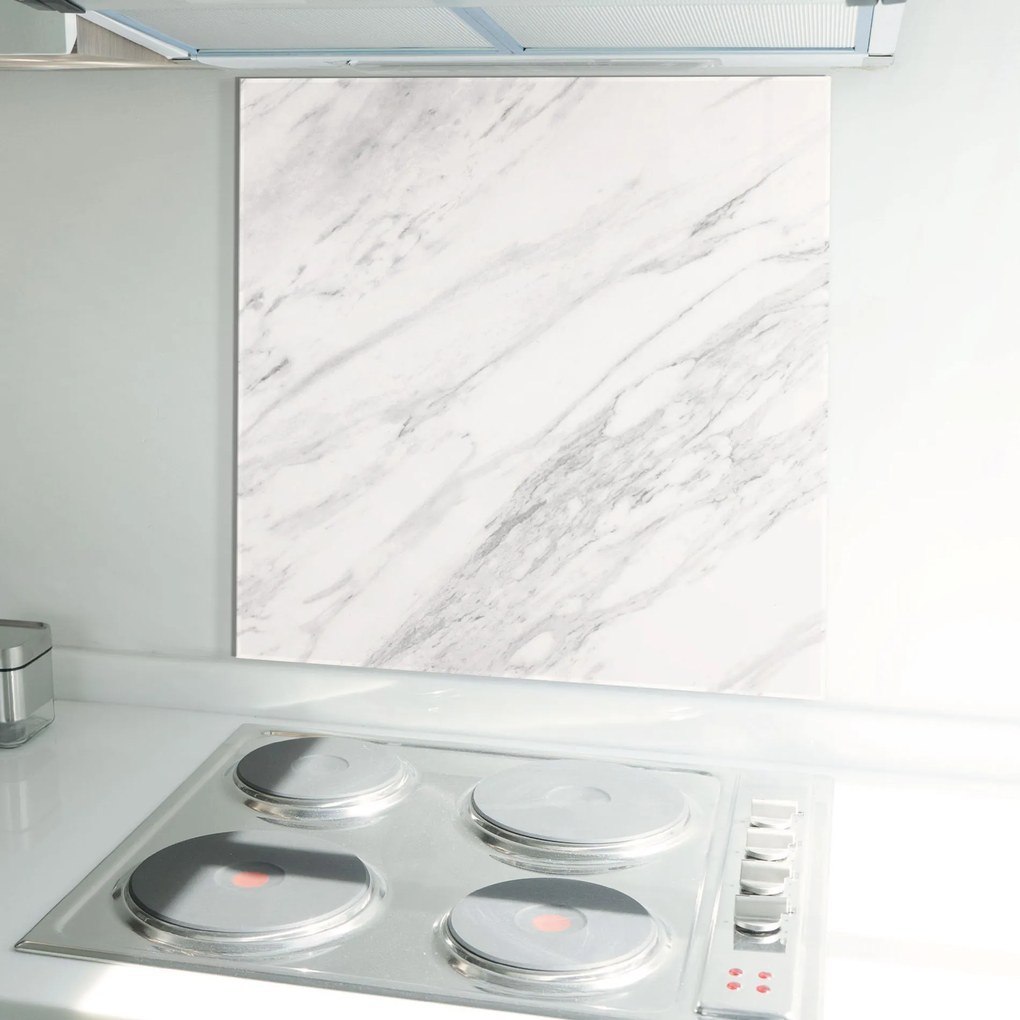 Panou Sticla Bucatarie, 60x60cm, Protectie aragaz, Antistropi, Termorezistent, Abstracte, Marble, Light Grey Marble