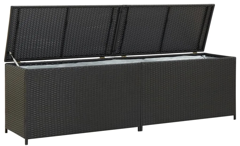 vidaXL Ladă de depozitare de grădină, negru, 200x50x60 cm, poliratan