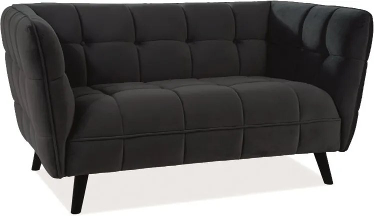 Canapea 2 locuri tapitat cu catifea CASTELLO negru