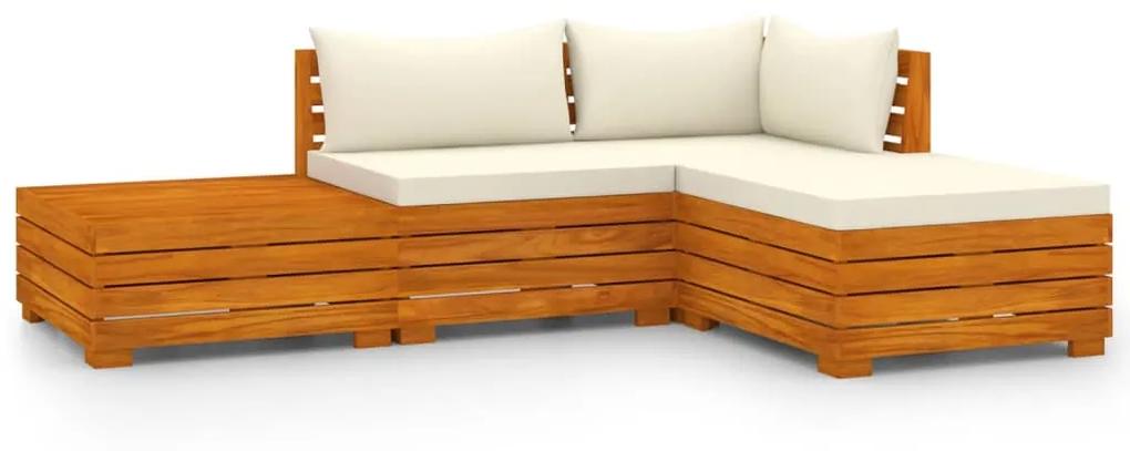 3087283 vidaXL Set mobilier de grădină cu perne, 4 piese, lemn masiv de acacia