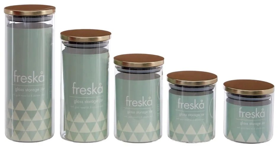 Recipient din sticlă cu capac Premier Housewares, 1,3 l, auriu