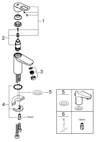 GROHE 32854000 - Baterie pentru lavoar BAULOOP, crom lucios