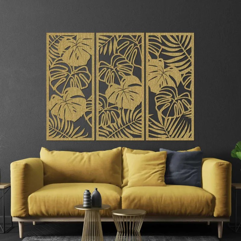 SENTOP | Pictură murală din trei piese cu frunză de monstera | TROPICI