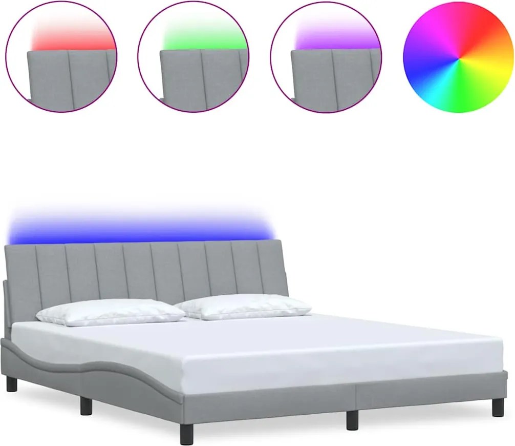 vidaXL Cadru de pat fără saltea, Hanko, gri deschis, 180x200 cm, textil