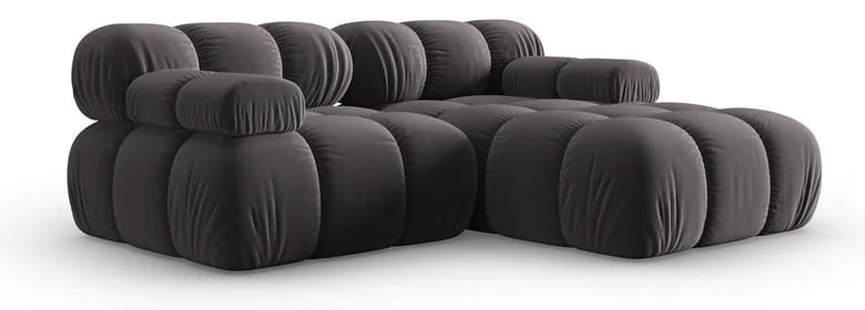 Colțar gri închis cu tapițerie din catifea (colț dreapta) Bellis – Micadoni Home