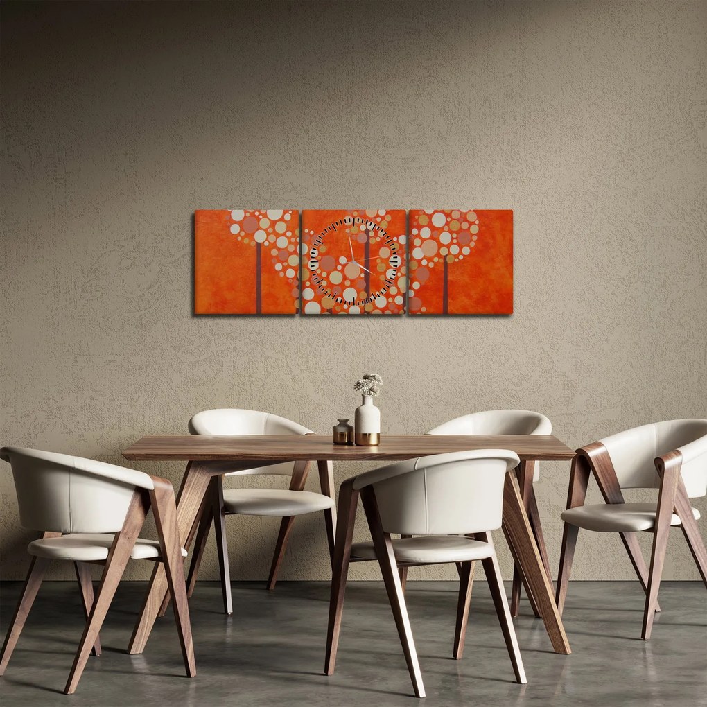 Tablou - Pădurea portocalie (cu ceas) (90x30 cm)