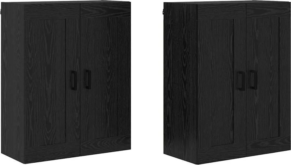 vidaXL Cabinet suspendat 2 pcs Stejar Negru 69,5 x 34 x 90 cm