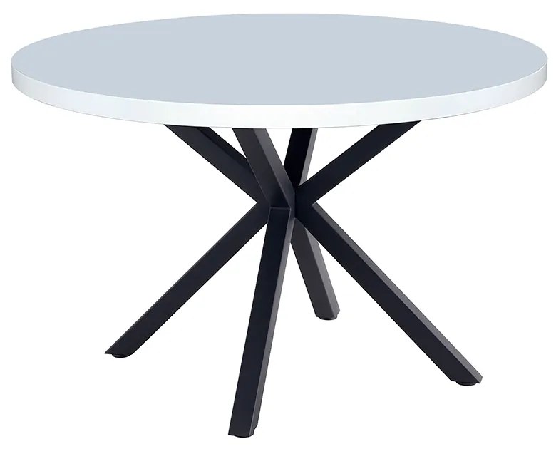 Masă de sufragerie, alb mat/ negru, diametru 120 cm, MEDOR
