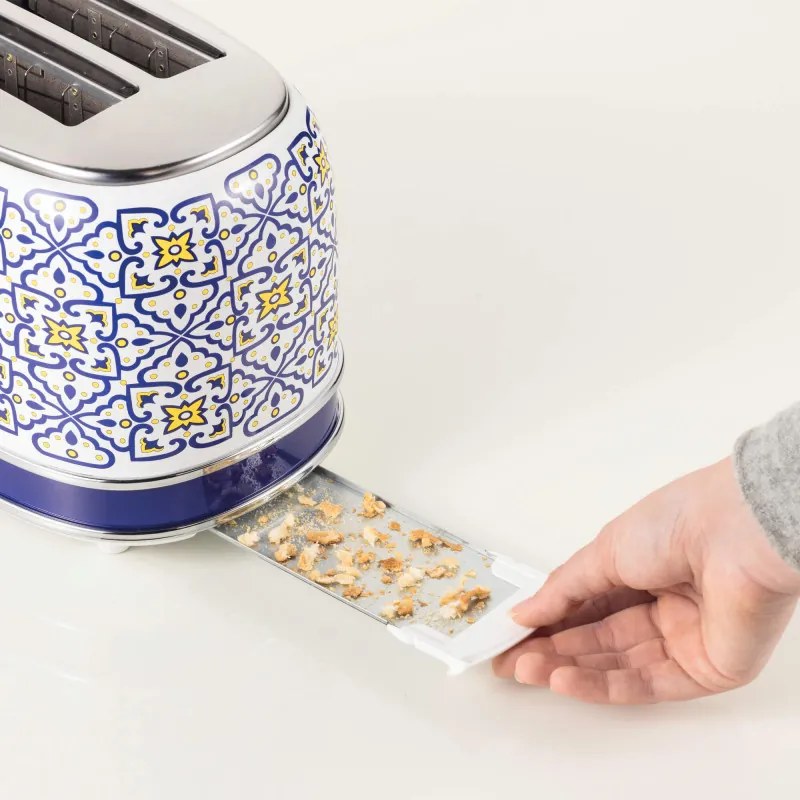 Prаjitor de pâine Ariete Capri 0155/0C, 810W, 2 felii, 3 funcтii, 6 trepte, Tava firimituri detasabila, Alb/Albastru