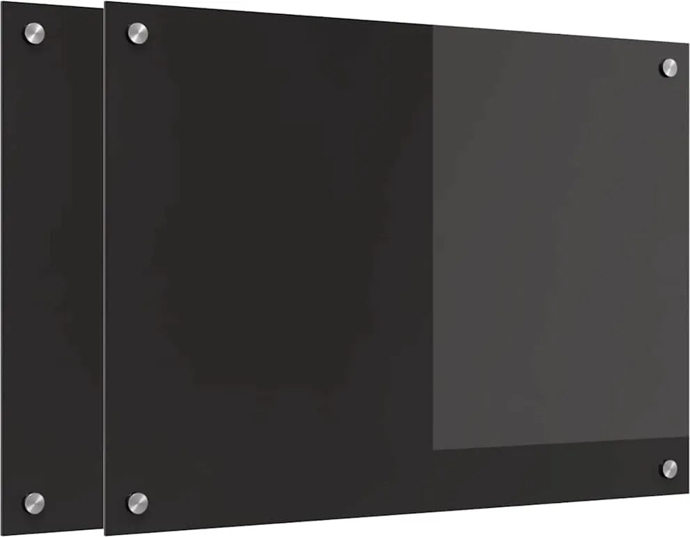vidaXL Panou de bucătărie 2 pcs Negru 70 x 50 cm sticlă securizată