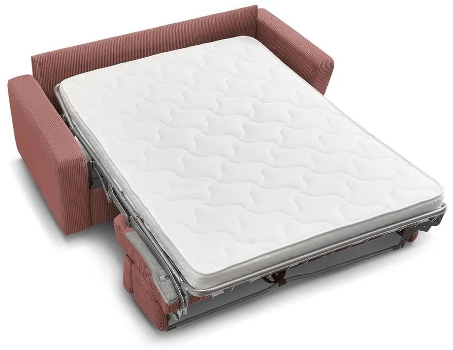 Canapea roz extensibilă cu tapițerie din catifea reiată 195 cm Monaco – Bobochic Paris