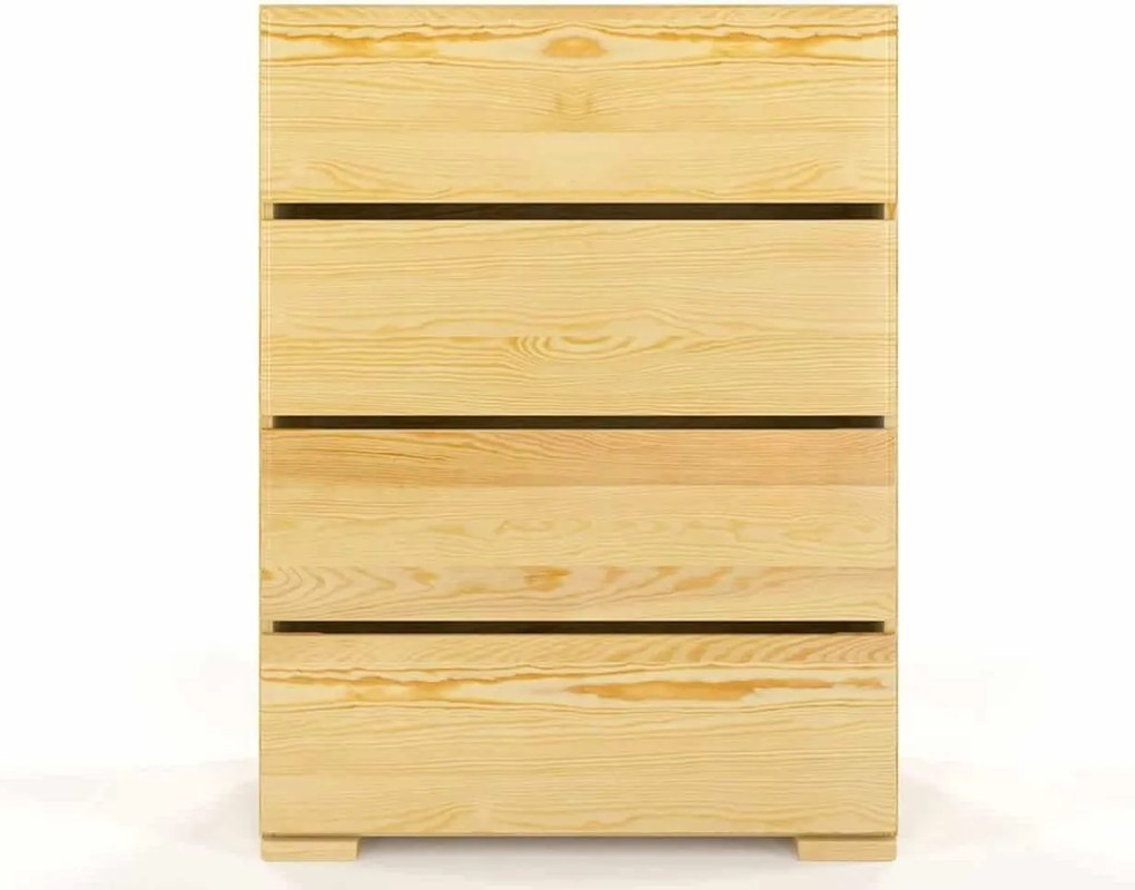 Comodă lemn masiv TerraCraft Pin 4 Sertare, 80 × 45 × 108 cm - Natural