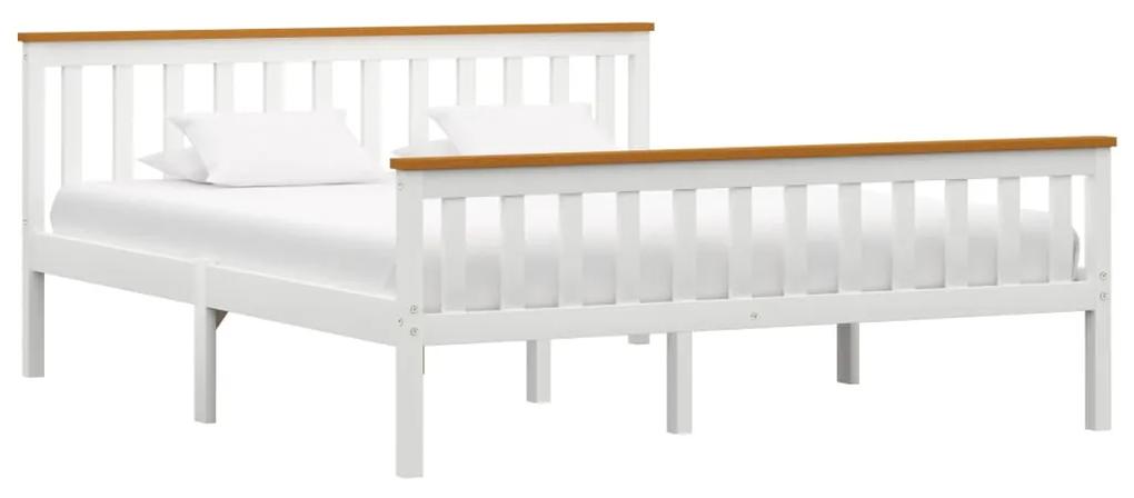 283248 vidaXL Cadru de pat, alb, 160 x 200 cm, lemn masiv de pin