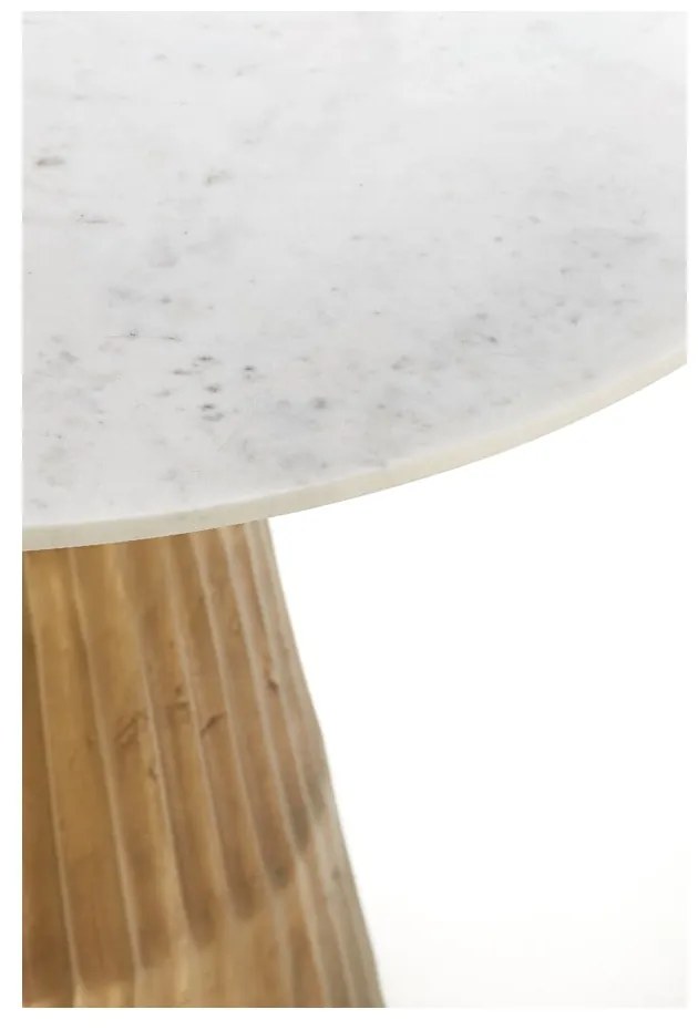 Masă de dining albă/în culoarea bronz rotundă cu blat cu aspect de marmură ø 100 cm Leyda – Light & Living