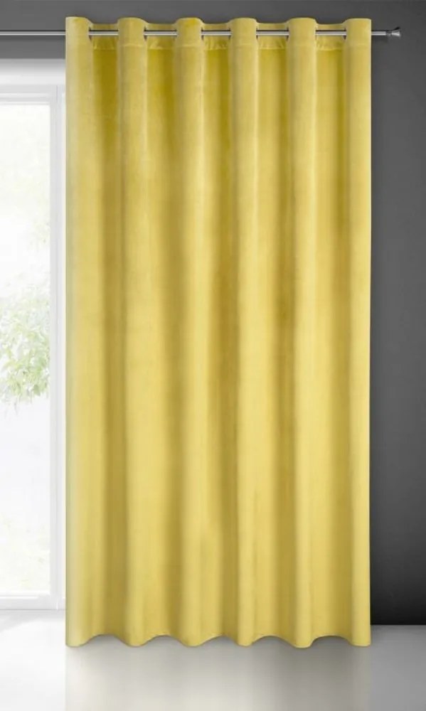 Draperie de catifea galbenă cu funcție Black out Lungime: 250 cm