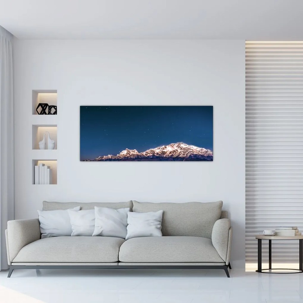 Tablou cu munți și cerul nocturn (120x50 cm)