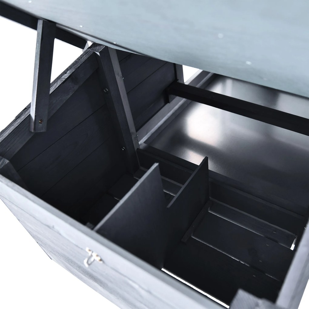 PawHut Coteț prefabricat din lemn pentru 2 găini cu gard pentru grădină 150.5 x 54 x 87cm, gri închis | Aosom Romania