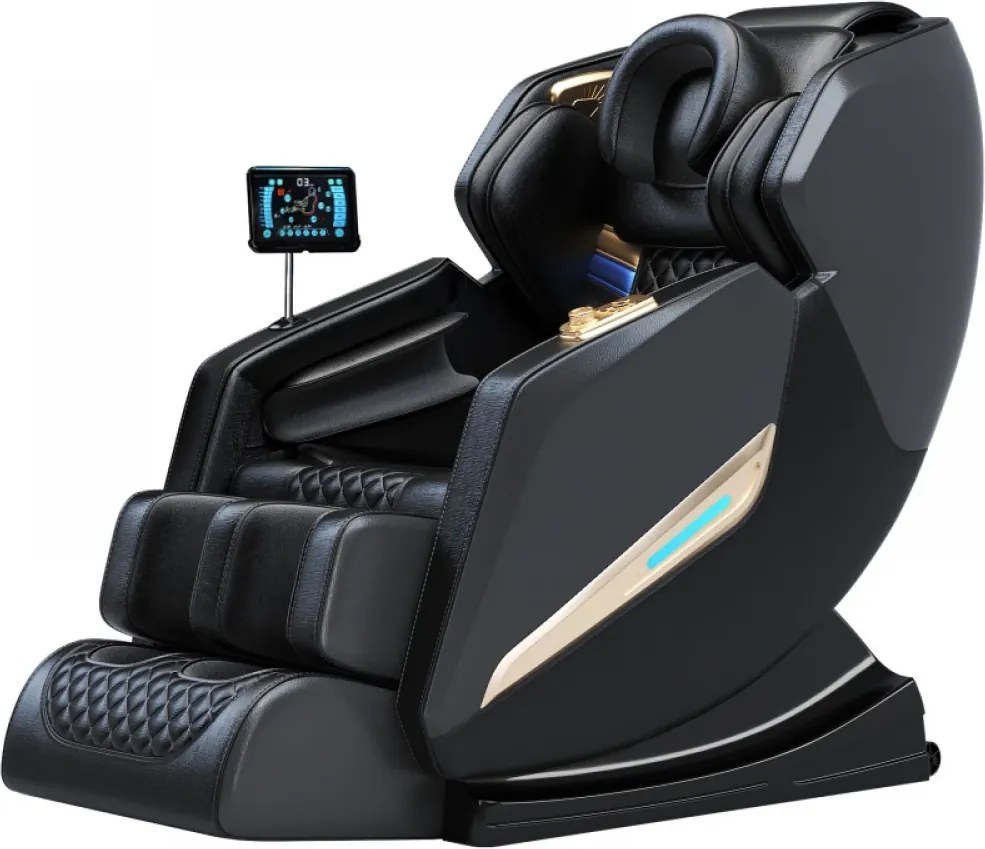 Fotoliu de masaj SULPICIUS, AI voce, Incalzire, Bluetooth, Display, Ecran tactil, Controler rapid cotiera, Zero Gravity, 2 Boxe, Moduri Automate, Suport Picioare extensibil, Piele PU Premium