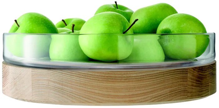 Bol din sticlă și lemn de frasin LSA Lotta 31 cm, Handmade