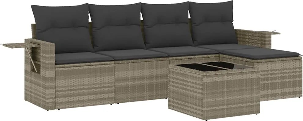 vidaXL Set canapele de grădină cu perne, 6 piese gri deschis poliratan