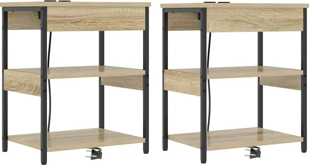 vidaXL Dulap de noapte 2 pcs Stejar Sonoma 41 x 31 x 51 cm