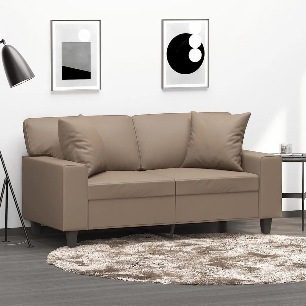 3153058 vidaXL Canapea cu 2 locuri, perne&pernuțe cappuccino 120 cm piele eco