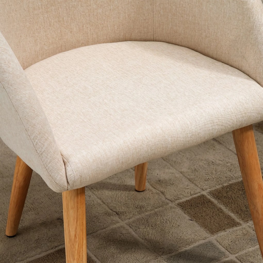 HOMCOM Set de 2 Scaune de Dining Stil Scandinav, Tapițate cu Material Textil, 55x56x74 cm, Bej | Aosom Romania