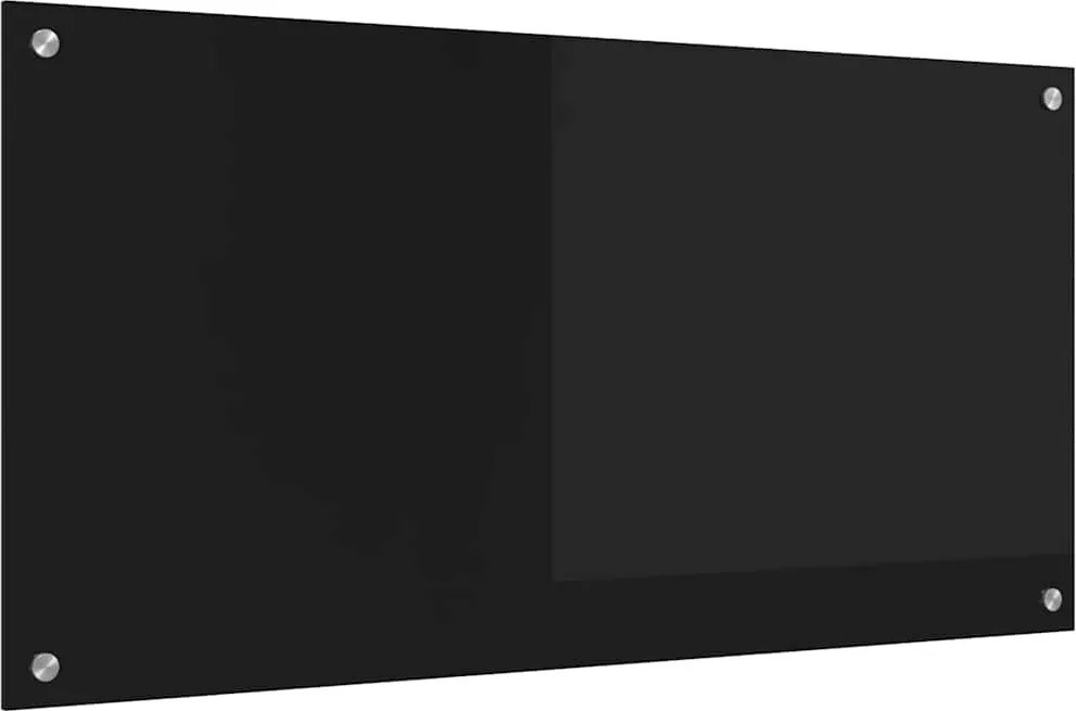vidaXL Panou de bucătărie Negru 100 x 50 cm sticlă securizată