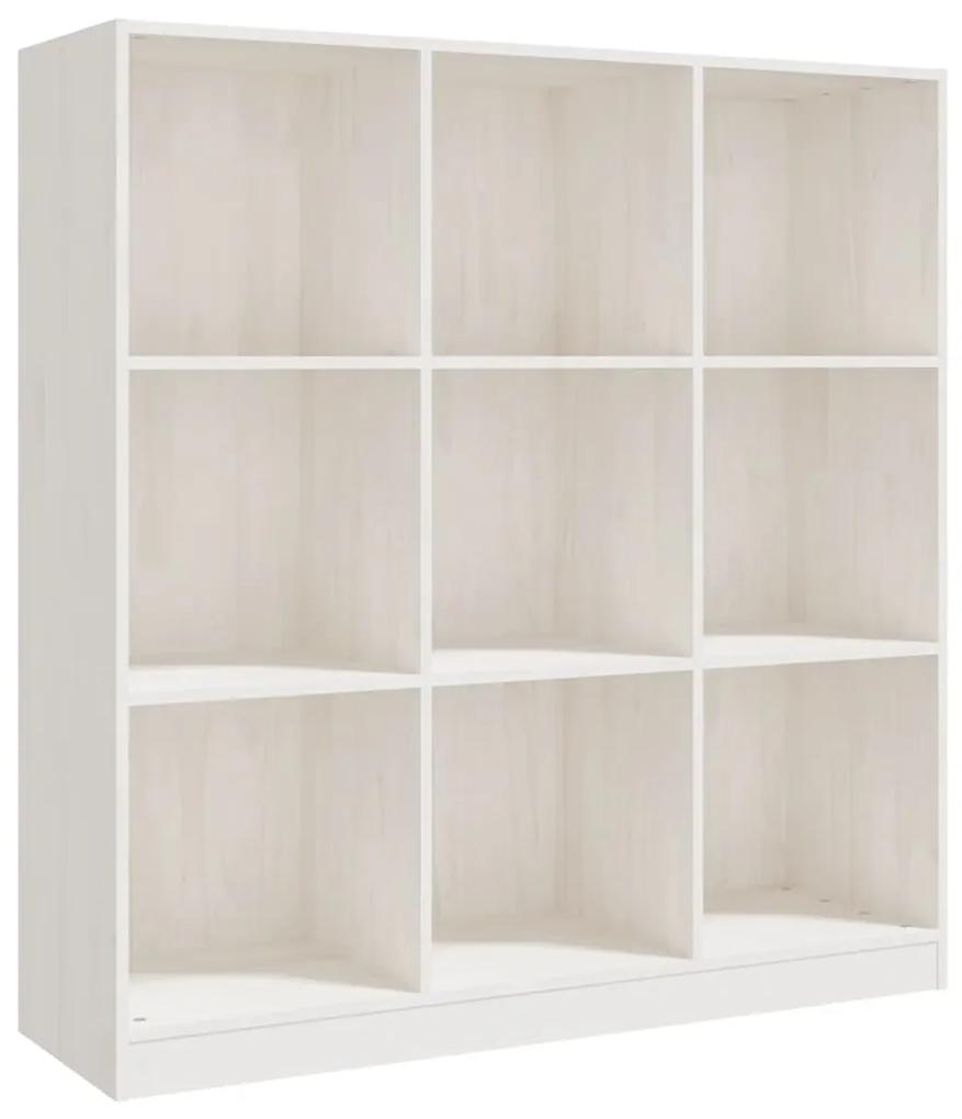 809973 vidaXL Bibliotecă/Separator cameră alb 104x33,5x110 cm lemn masiv pin
