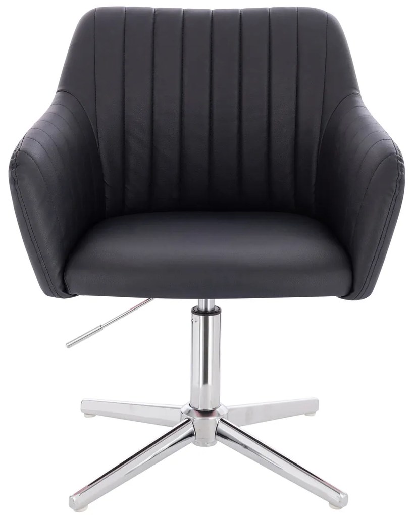 HC190CROSS Scaun Neagră din Piele Ecologica cu Bază Cromata