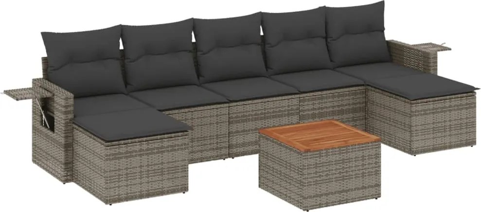vidaXL Set canapele de grădină cu perne, 8 piese, gri, poliratan
