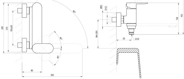 Ravak X070463 - Baterie de cadă CHROME neagră