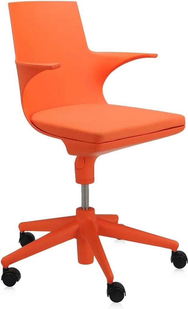 Scaun birou cu brate Kartell Spoon Chair, design Antonio Citterio &amp; Toan Nguyen, portocaliu