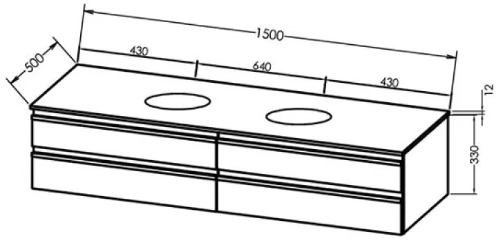 Mobilier suspendat, Kolpasan, Alexis, pentru lavoar pe blat 150 cm, Dark Concrete