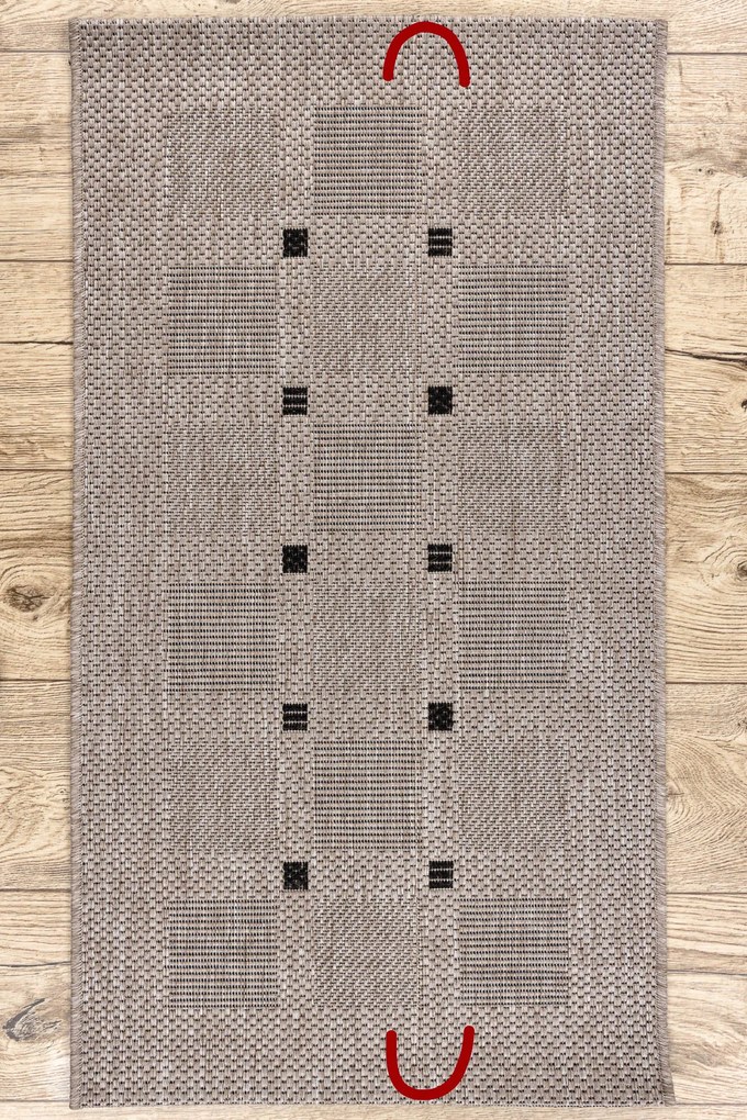 Covor sisal Floorlux 20079 Pătrat argintiu si negru - SECUNDAR-COTATI PRODUSUL
