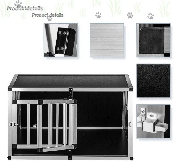 Cușcă de transport din aluminiu pentru câini 89 × 69 × 50 cm