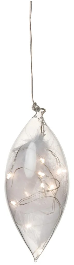 Räder Ornament mic LED din sticla cu pene (14 cm)