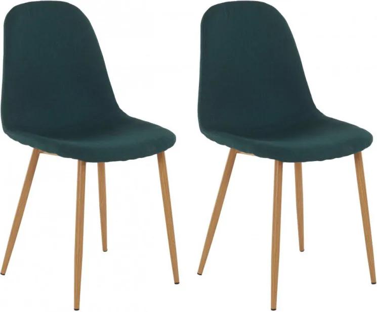 Set de 2 scaune Miller, tesatura/metal/decor stejar, verde inchis, 44x52x87 cm