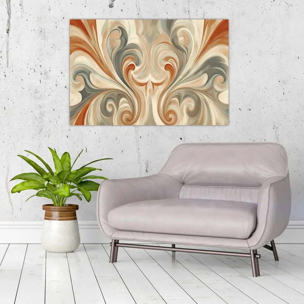 Tablou - Vârtejuri în culori pământii (90x60 cm)