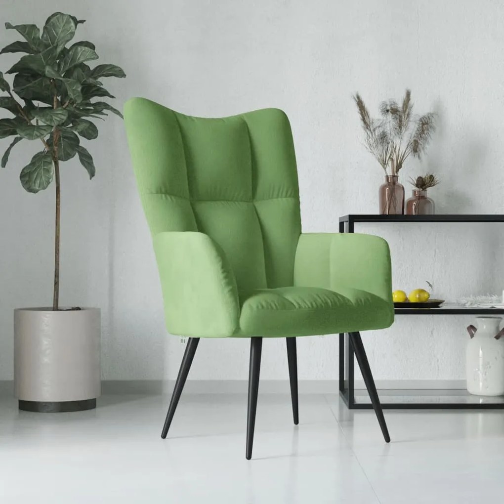 328076 vidaXL Scaun de relaxare, verde deschis, catifea