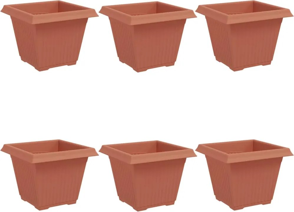 vidaXL Vază pătrată pentru flori 6 pcs Roșu cărămidă 38 x 38 x 30 cm