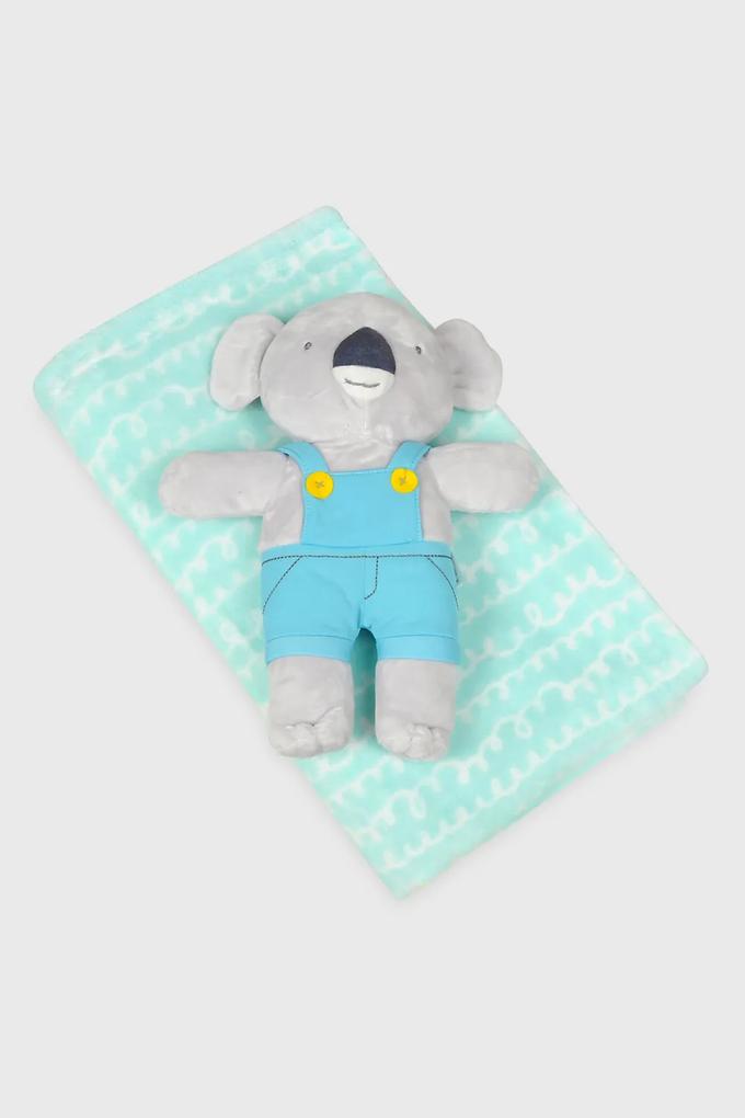 Set pătură copii şi jucărie David Koala albastru 75x100 cm