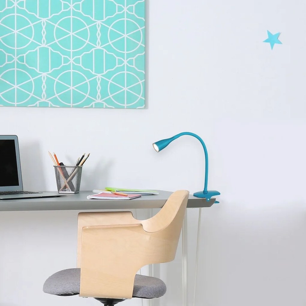 Veioza/Lampa LED cu clips/clema de birou Jeff albastra